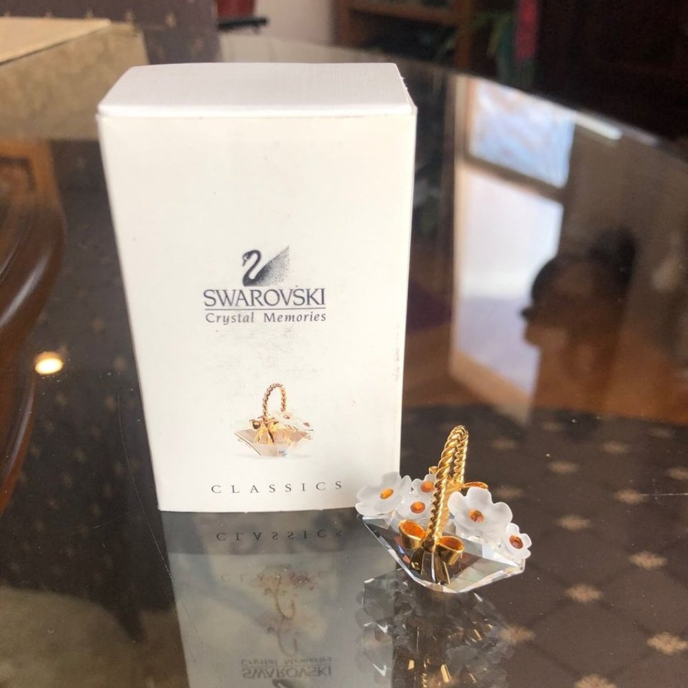 Swarovski Crystal Figurine Basket of Flowers